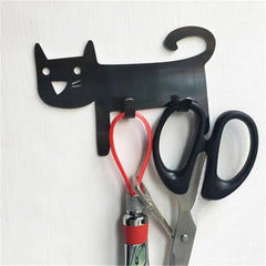 Hot Metal Hook Key Hanger Cat DecorativeTail Shaped Kitchen Wall Door Holder Clothes Storage Rack Seamless Hook Tool Accessories