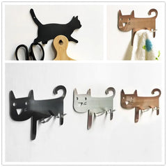 Hot Metal Hook Key Hanger Cat DecorativeTail Shaped Kitchen Wall Door Holder Clothes Storage Rack Seamless Hook Tool Accessories