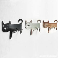 Hot Metal Hook Key Hanger Cat DecorativeTail Shaped Kitchen Wall Door Holder Clothes Storage Rack Seamless Hook Tool Accessories