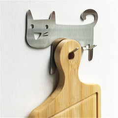 Hot Metal Hook Key Hanger Cat DecorativeTail Shaped Kitchen Wall Door Holder Clothes Storage Rack Seamless Hook Tool Accessories