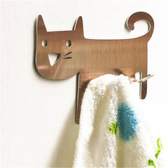 Hot Metal Hook Key Hanger Cat DecorativeTail Shaped Kitchen Wall Door Holder Clothes Storage Rack Seamless Hook Tool Accessories