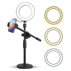 6 inch Ring Light with Cell Phone Stand Adjustable Ring light Angle  LED Circle Light w Phone Holder